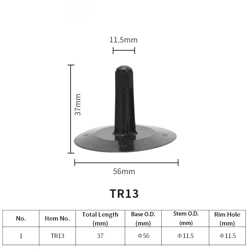 Rubber Based Tube Valve for Passenger & Light Truck TR13 TR15 Tube Replacement Valve Repair Unit with Unbuffed Butyl Rubber Base