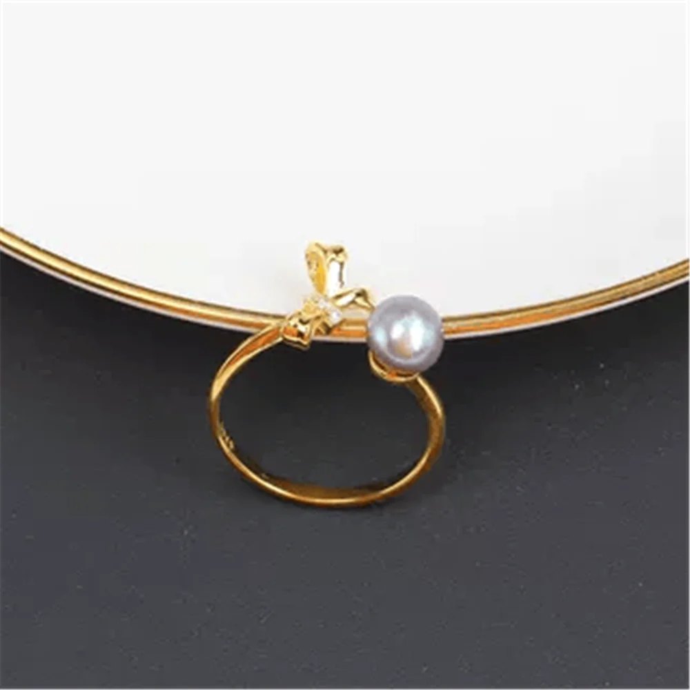Solid S925 Sterling Silver Pearl Ring Settings Findings & Accessories - for Jewelry Making Bulk Wholesale Craft Supplies 6-7mm