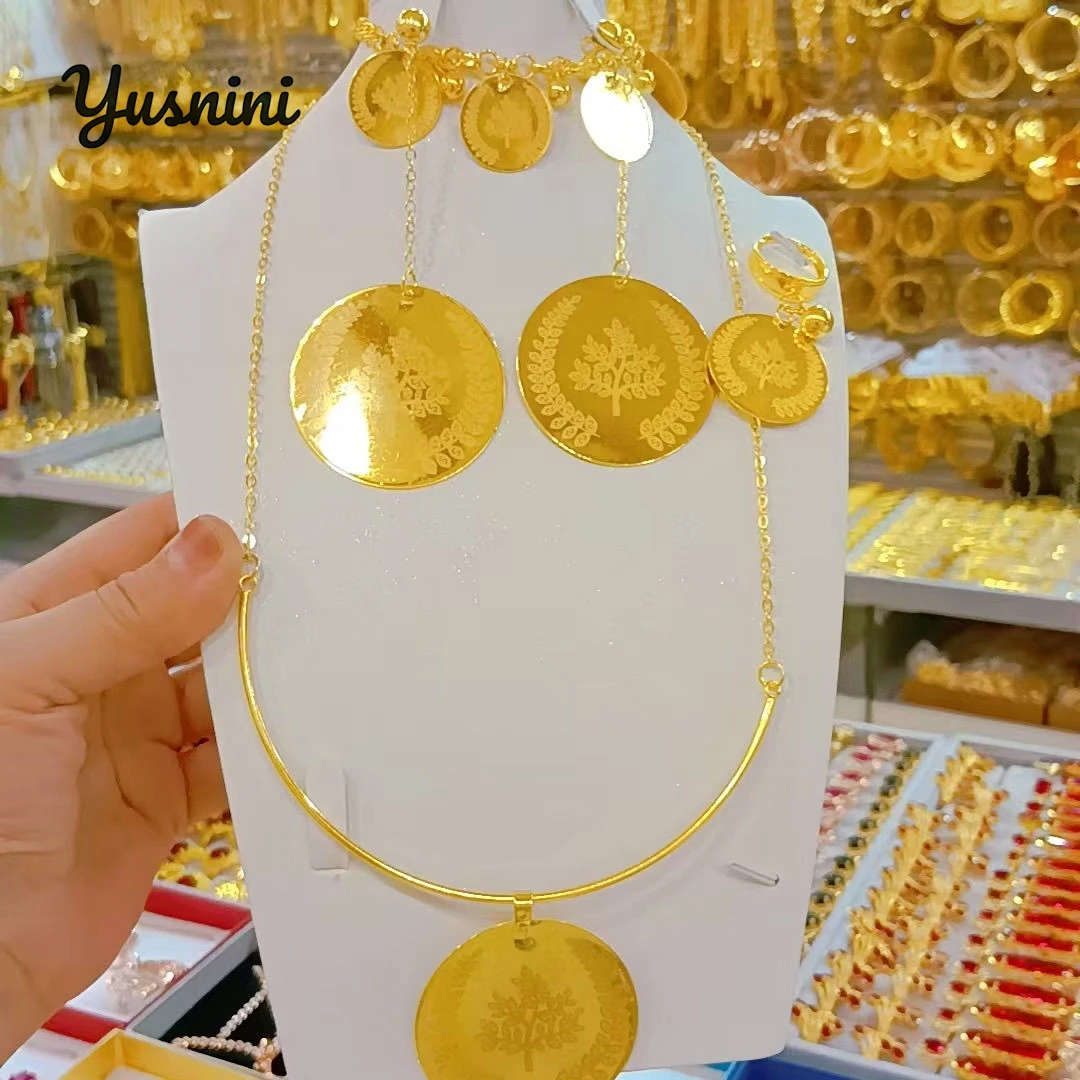 

New German 24K Gold Plated Necklace, Earrings, Rings, Bracelets, Wedding Party Jewelry Set, Holiday Gift for Women YY10767