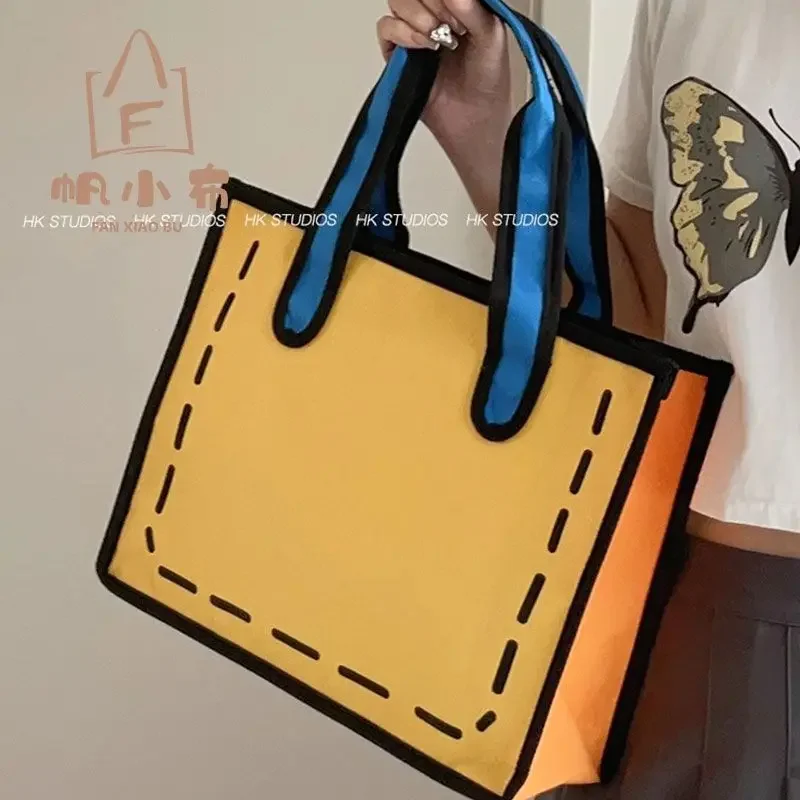 2024 New Style Japanese Series Sail Cloth Large Capacity Canvas Woman Two-dimensional Cartoon Portable Tote Single-shoulder Bag