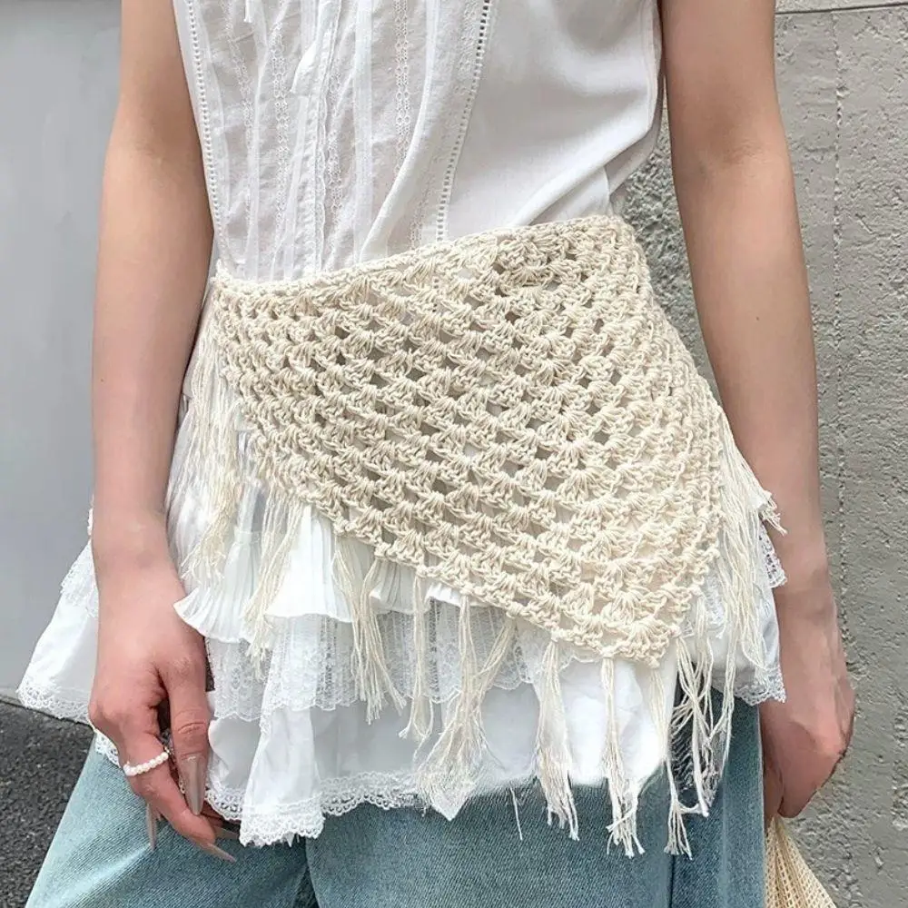 Jupe courte triangulaire 2 en 1, demi-jupe, rideau de fesses, écharpe de cheveux à lacets Y2K pour femmes, bandeau Photo de voyage coréen, tablier d'habillage