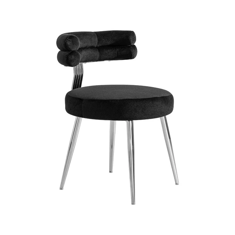 كرسي طعام من الفولاذ المقاوم للصدأ كرسي مطعم الفندق التجاري كرسي صالون تجميل أبيض كرسي ظهر للمكياج #1