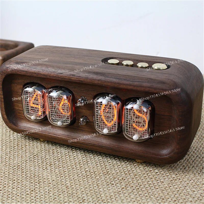 الجوز الأسود خشب متوهج ساعة أنبوبية رقمية خمر سطح المكتب الإلكترونية Nixie ساعة لتقوم بها بنفسك ساعة رقمية ساعات الطاولة هدية