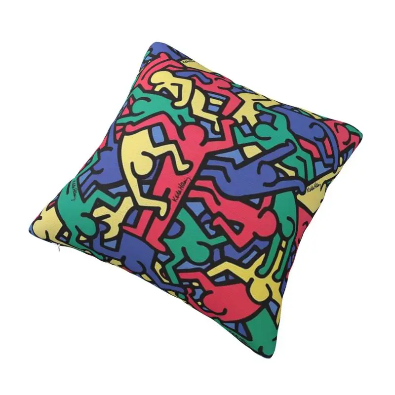 Custom Nordic Haring Crazy Dancer Cushion Cover Velvet Keith Abstract Geometric Pillow Case