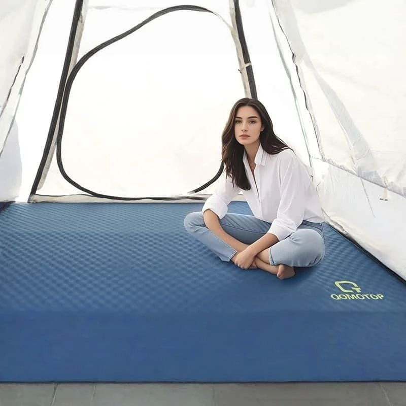 Blue camping sleeping mat, camping self-inflating mattress, suitable for outdoor camping