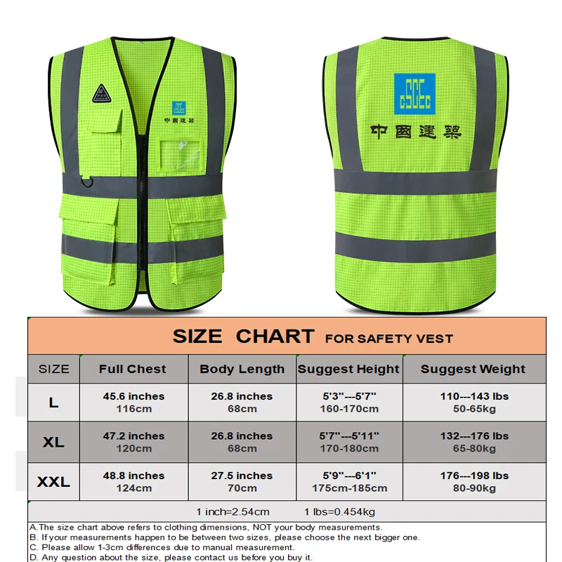 Anti Static Hi Vis Waistcoat Safety Vest Reflective With Pockets and Zipper For Men Gas Station Work Wear