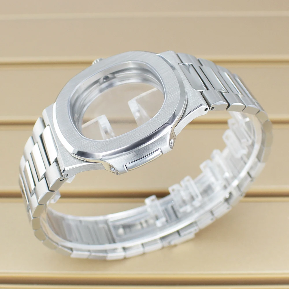Silvery 43.3mm Luxury Watch Case With Sapphire Crystal For Miyota 9015 30mm Dial Watch Accessories ultra thin Modified Nautilus - Image 5