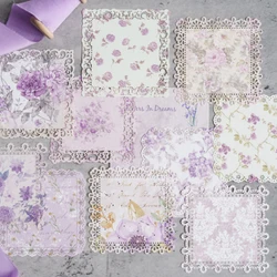 10 pcs Vintage lace Floral pattern material paper Literature and Art Decorative Diary Album Scrapbooking Background paper