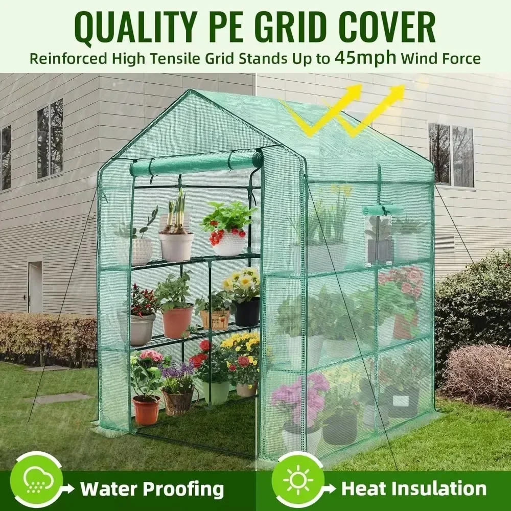 Greenhouse, 56 X 56 X 75'' Greenhouses for Outdoors, Durable Greenhouse Kit, Thicken PE Cover, Heavy Duty Walk in Green Houses