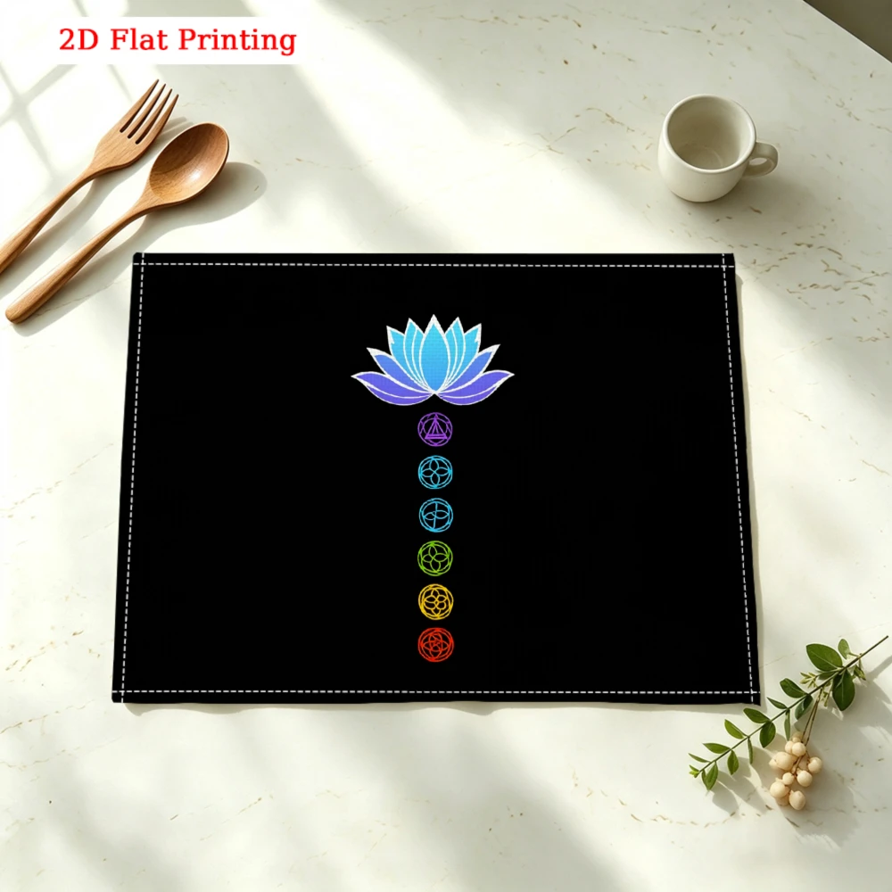 Chakra Lotus Design Kitchen Placemat Chakra Lotus Design Linen Pad Dish Coffee Cup Table Mat 1PC 30x40cm