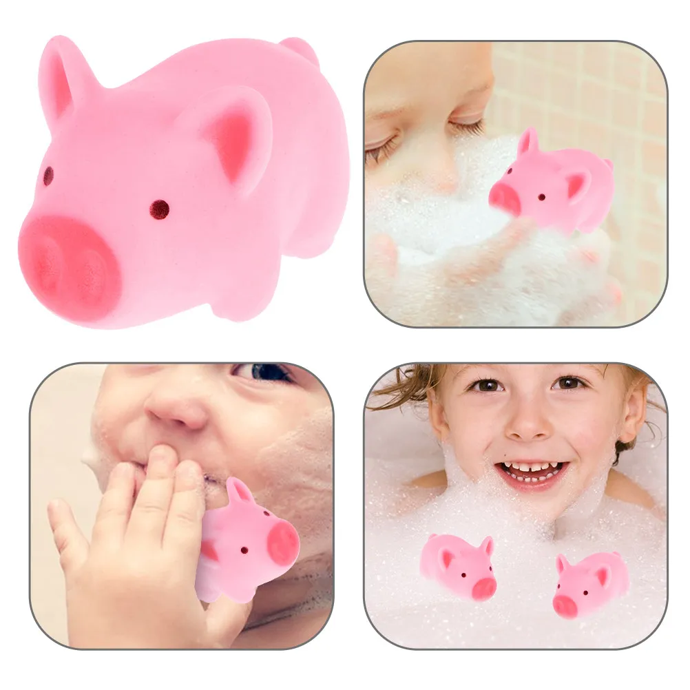 

Набор из 12 милых пищащих мини-свинок для ванны, нетоксичные резиновые игрушки для детей, реалистичный мультяшный дизайн, розовые