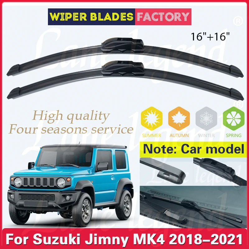 

2pcs For Suzuki Jimny MK4 2018 2019 2020 2021 Car Accessories Front Windscreen Wiper Blade Brushes Wipers U Type J Hook 16"+16"