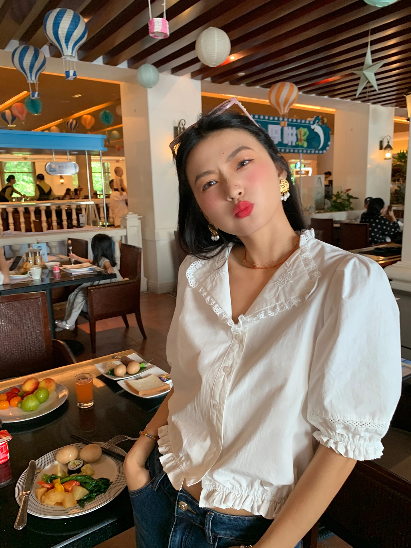 

Ele White ort Sve Bubble Sve irt для женщин, хлопковое дышащее V-Ne пригородное платье, новое поступление лета