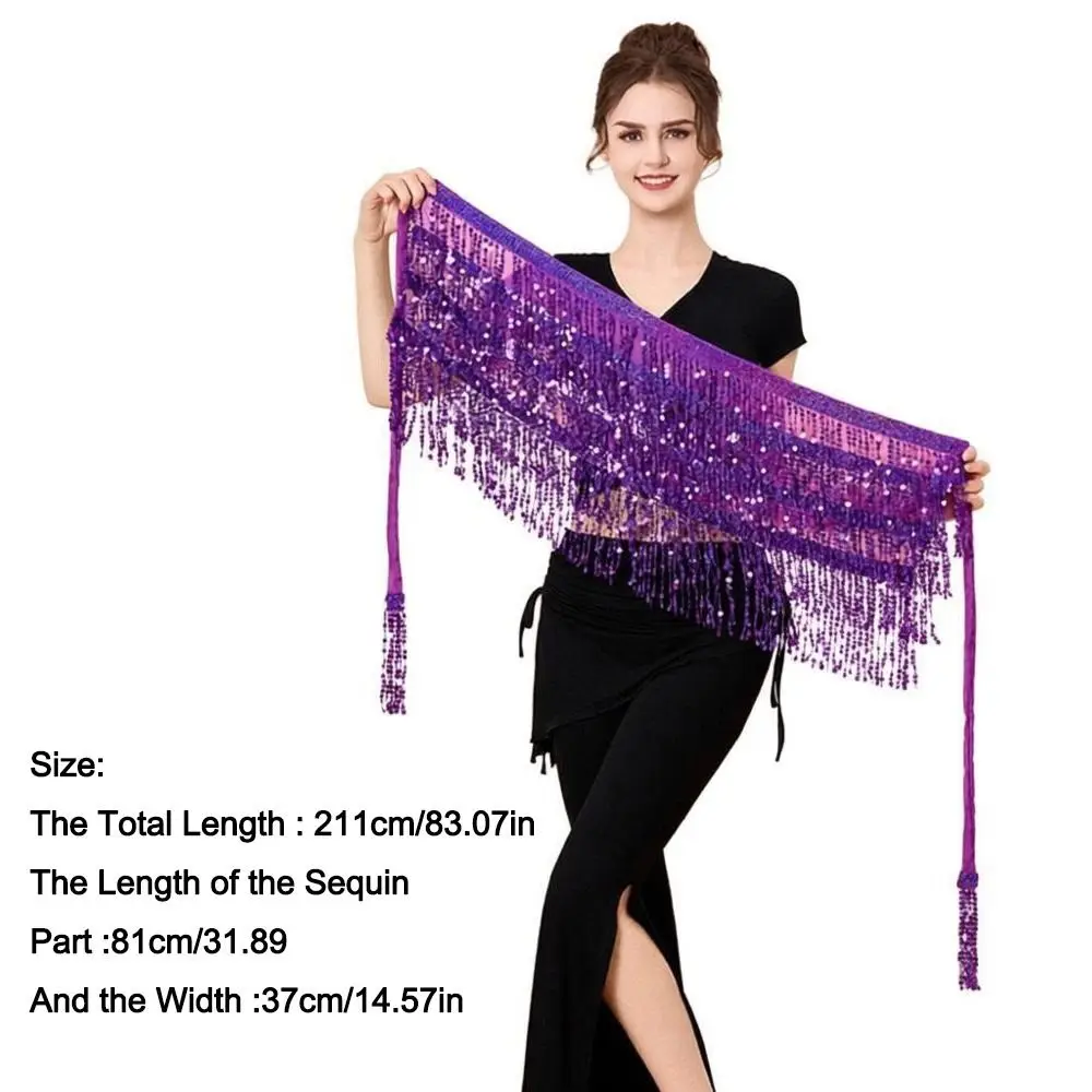 Modna spódnica do tańca brzucha z cekinami, łańcuszkiem i frędzlami, błyszczący strój do tańca brzucha, indyjska chusta do tańca, kostium na występy.