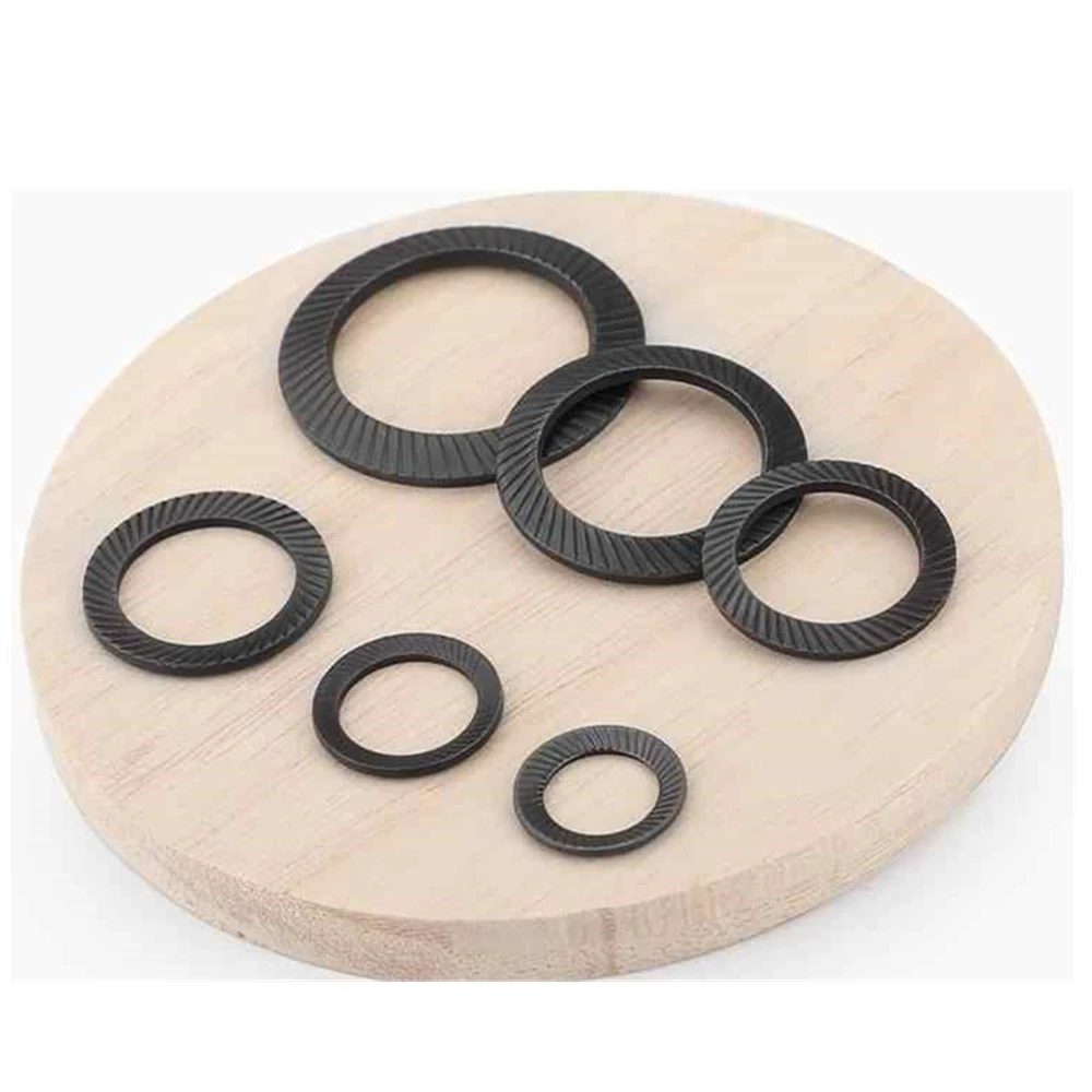 Carbon Steel Black Locking Double-Sided Toothed Washer Self-Locking Anti Loosening Gasket Anti Loosening Anti Slip Washers