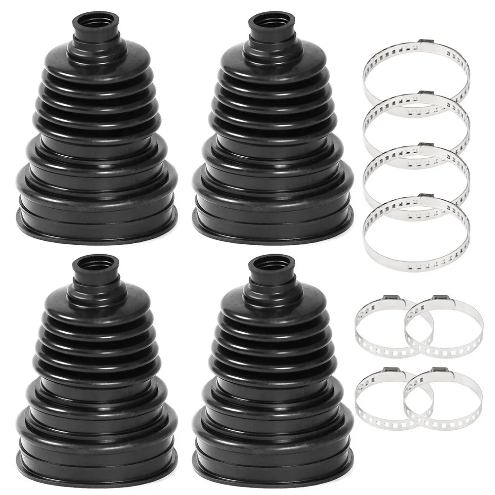 4X Heavy Duty Silicone CV Drive Shaft Boot Kits Universal Round Clamp Auto CV Joint Replacement Set
