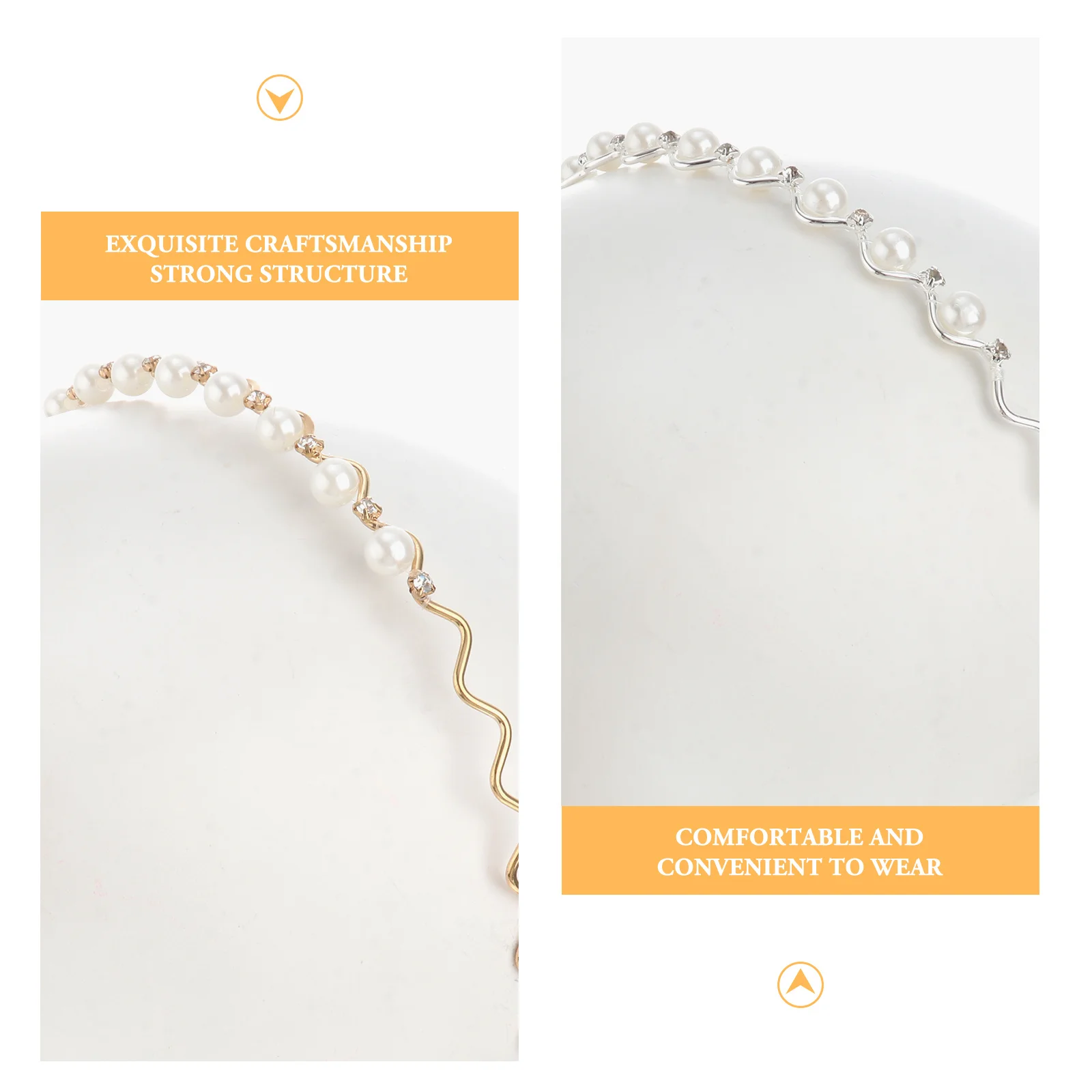 

2 Pcs Head Band Crystal Headband Hair for Women Pearl Korean Version Hairband Miss