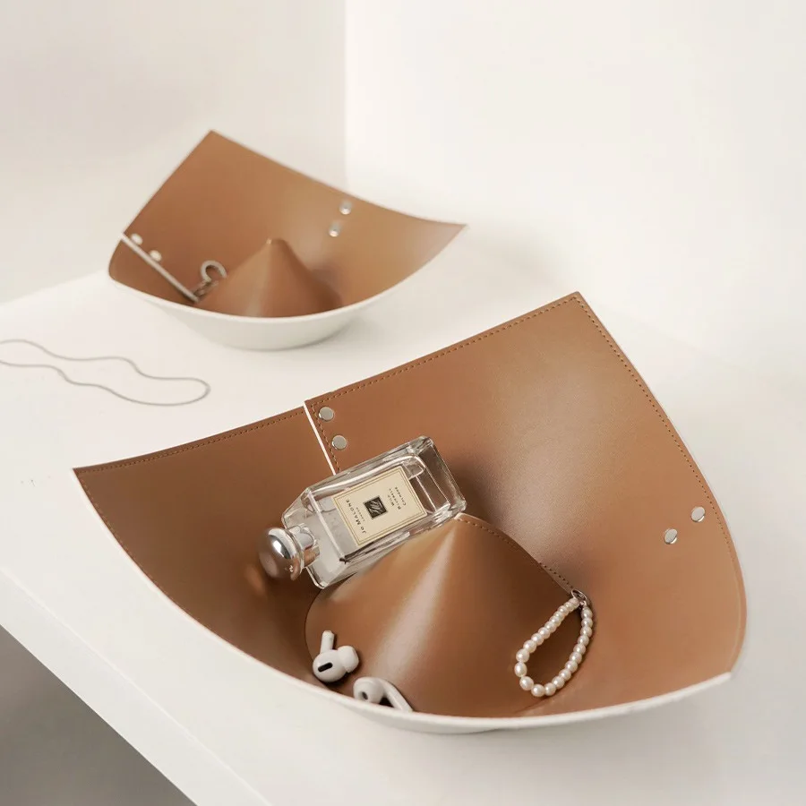 Jewelry Storage Plate Leather Storage Box Foyer Key Organization Ornament Jewelry Tray