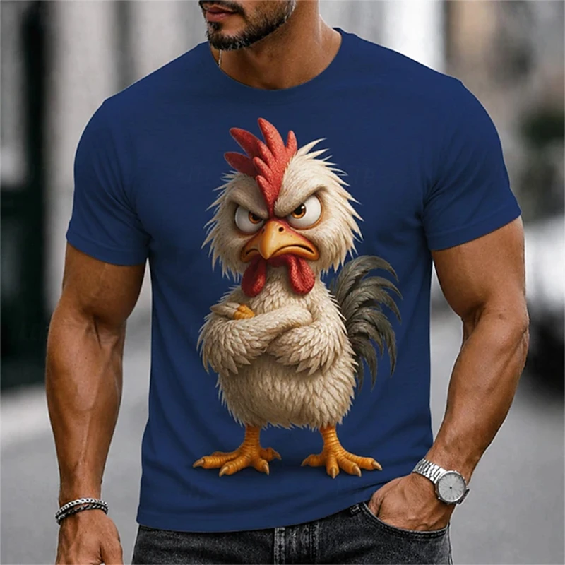Men's Abstract and Whimsical Animal Print T-Shirt Summer Casual Round-Neck Short-Sleeve Outdoor Streetwear-Style Men's Top
