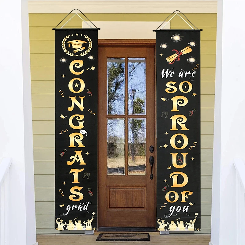 

2023 Graduation Party Decor Door Couplets Banners Congrats Grad Proud Of You Porch Hanging Sign For Home Celebrate Party Supply