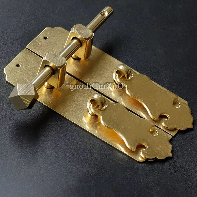 Retro Vintage 2Pairs Pure Brass Wood Furniture Door Handles Cupboard Wardrobe Closet Dresser TV Cabinet Door Pulls Handles+Pins