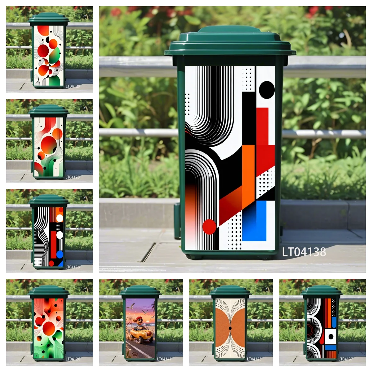 

Artistic Geometric Block Trash Can Stickers Removable Decals Urban Public Trash Litter Bins Outdoor Home Decor Art Mural Decals