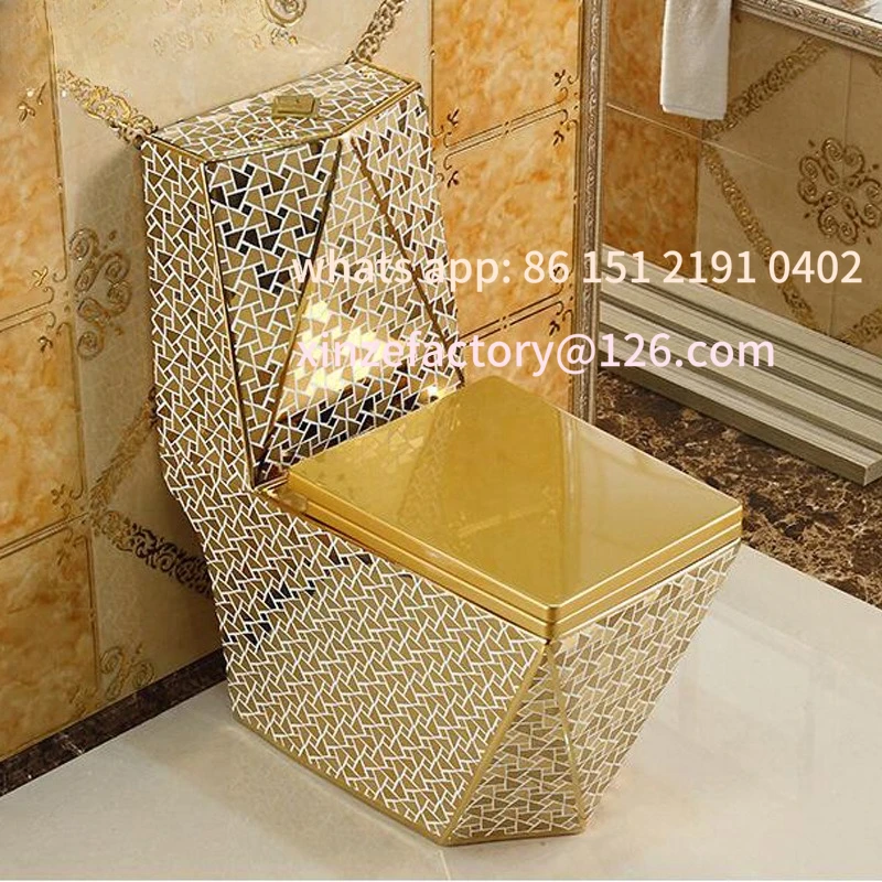 Customizable Gold Toilet Electroplating Ceramic Super Swirl Water Saving Deodorant Deluxe Toilet Color Toilet