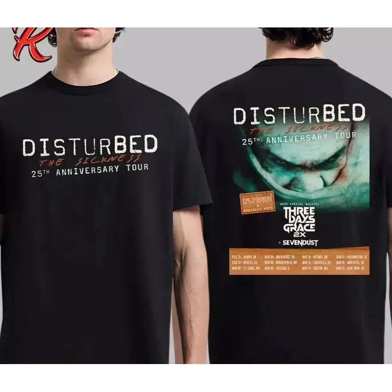 Disturbed The Sickness 25th Anniversary Tour Dates 2025 T-Shirt
