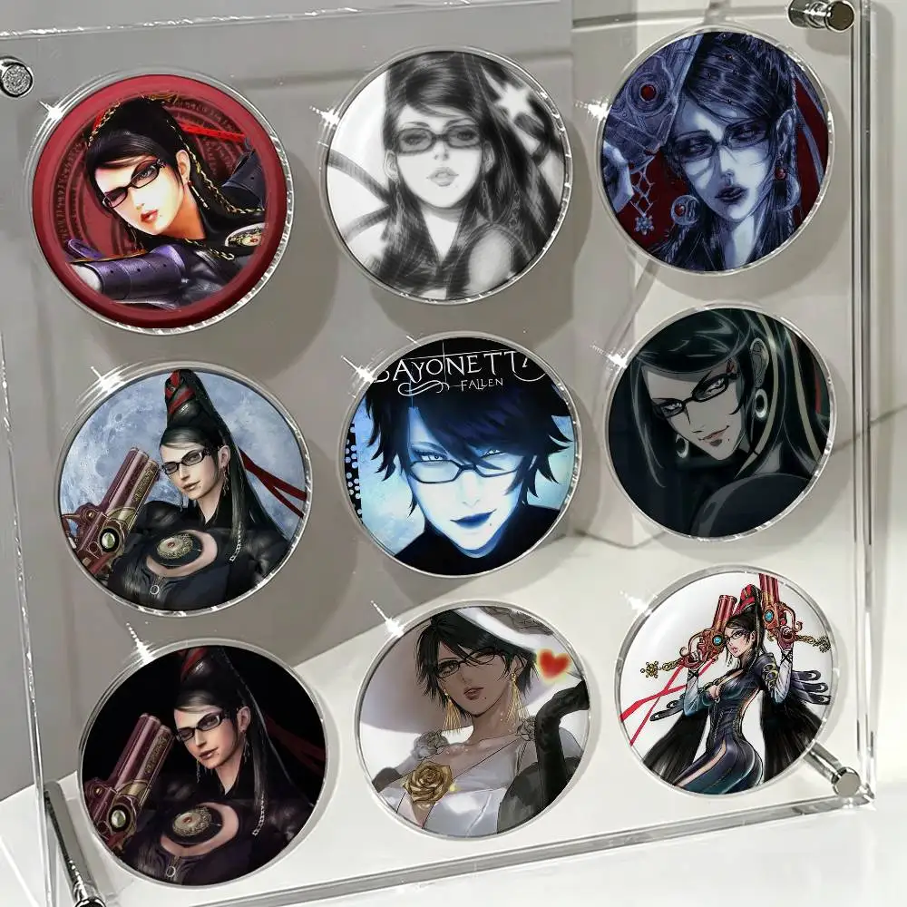 Game B-Bayonetta   Laser Badge Creative Pins Brooch for Bag Clothes Hat Decor Gifts Fans Collect