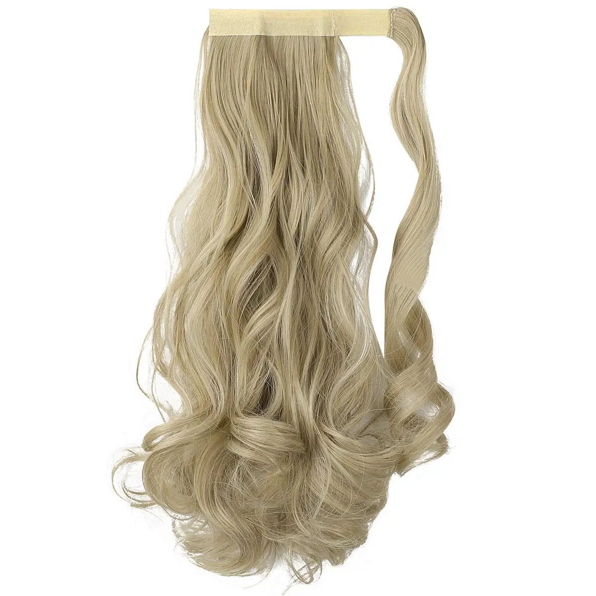 Shangzi 20 Inch Long Wavy Ponytail Synthetic Hair Extensions Heat Resistant Hair Wrap Around Pony Hairpiece for Women Wig