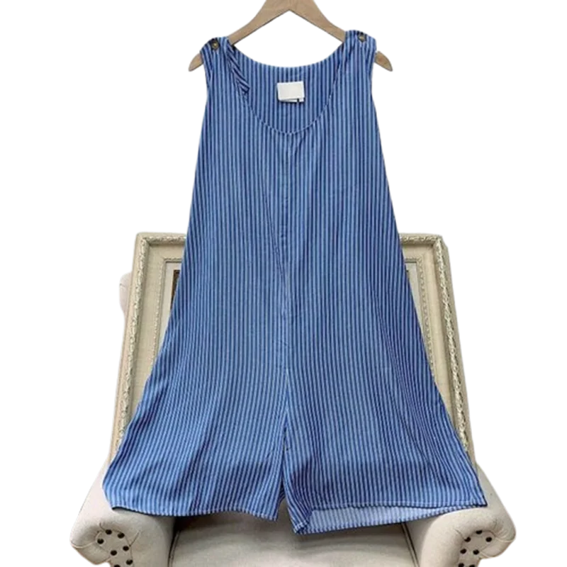 

Striped Jumpsuits for Women sleeveless Wide Leg Pants Adjustable Loose and Simple Workwear Korean Style Casual Vintage Playsuits