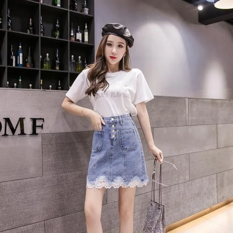 

Wrap Blue Female Jeans Skirts Casual Korean Fashion Modest Clothing Trend 2025 Summer High Waist Midi Tight Women's Denim Skirt