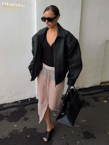 Imagen 2 del producto Clacive-falda rosa holgada a la moda para mujer, falda Sexy hasta el tobillo de cintura alta, falda transparente elegante para mujer, ropa femenina 2025