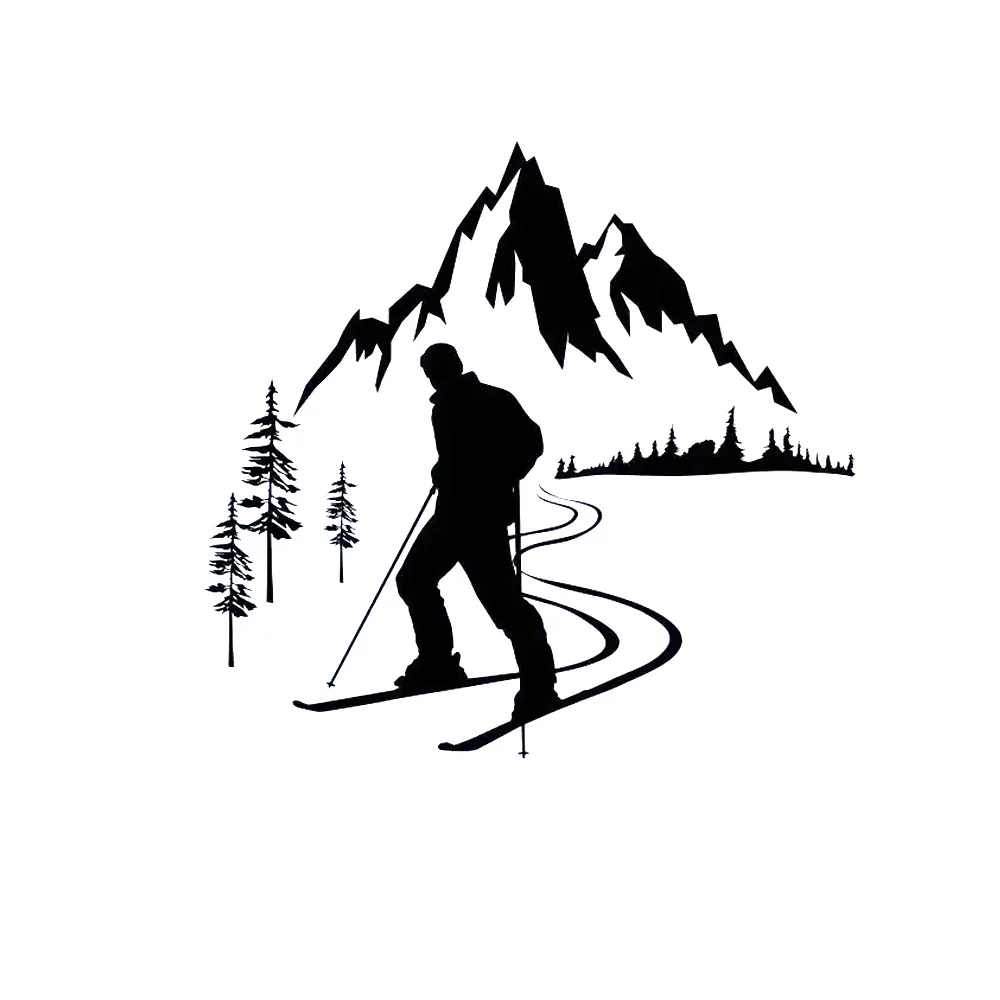 Winter Sports Wall Decal Skiing Sports Wall Sticker Kids Room Decoration Nursery Mountain Wall Decal Skier Vinyl Wall Art AY1013