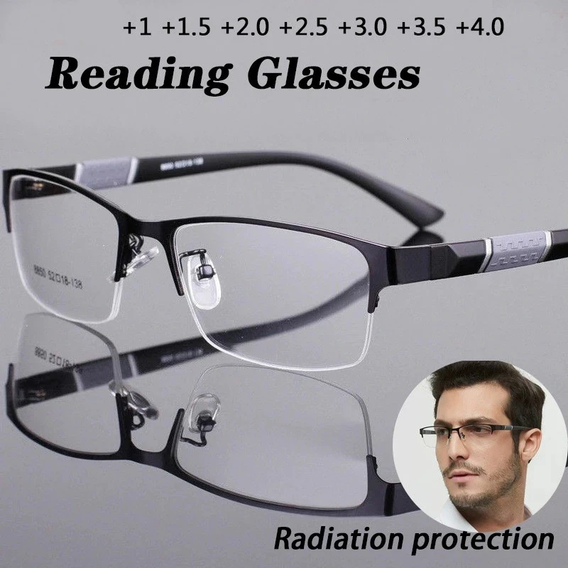 New Trend Reading Glasses Reading Glasses Men and Women High Quality Half Frame Diopters Business Office Men Reading Glasses