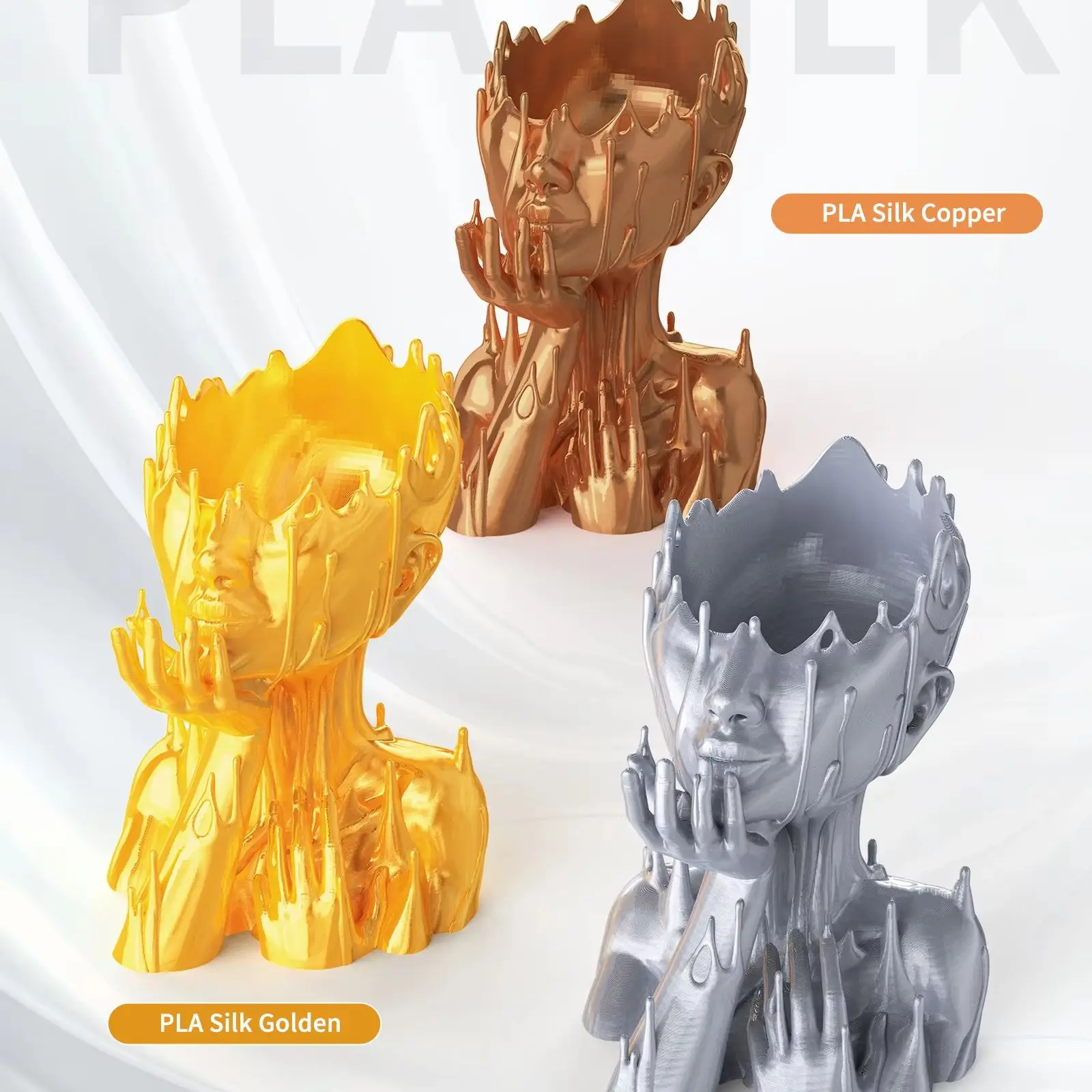 LANDU Silk Filament PLA 1.75mm 1kg 3d Printer Material PLA Shiny Filament Golden Silver Copper New Bundle Easy To Print