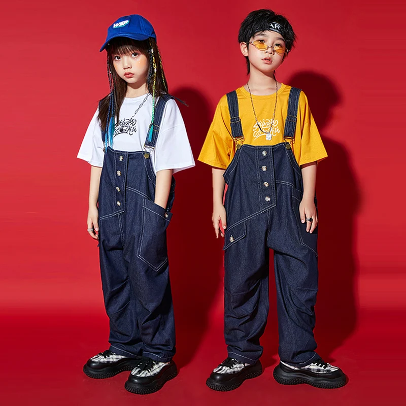 

Kids Festival Clothing Hip Hop Dance Outfit Loose Jeans Overalls Street Dance Performance Costume Boys Jazz Dancing Clothes 3962