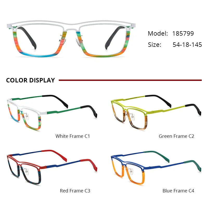 Fashion Spliced Titanium Square Sheet Eyeglass Frame Men and Women Lightweight Suitable Myopia Anti Blue Light Glasses Frame