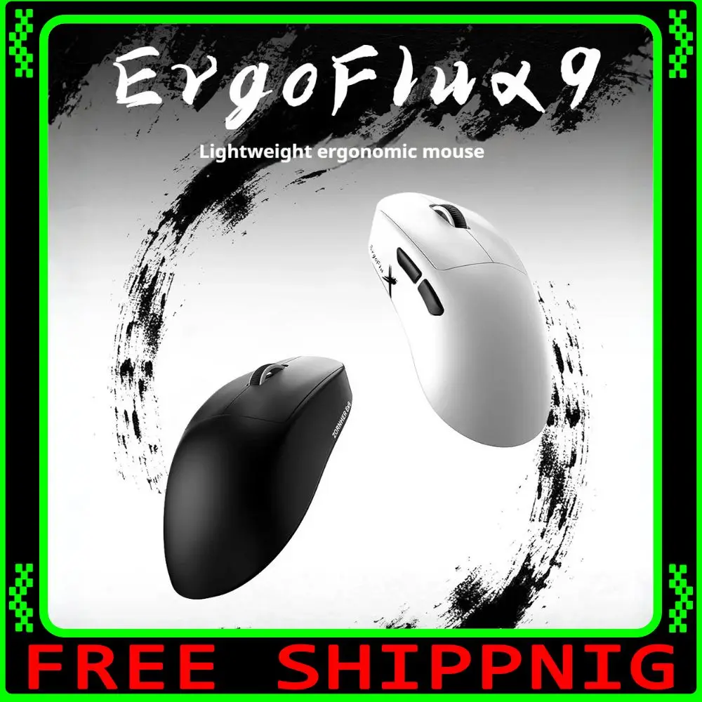 ZORNHER Ergoflux9 Three Mode Wireless Mouse PAW3950 Dual 8KHz Polling Rate Ergonomic FPS Gaming Mouse 57g Lightweight Gift PC