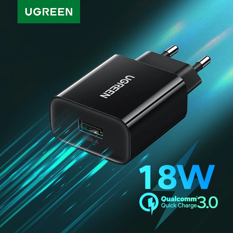 UGREEN Quick 3.0 Charge USB Charger QC3.0 Fast Charger for Xiaomi Samsung iPhone USB Wall EU Adapter Mobile Phone Charger