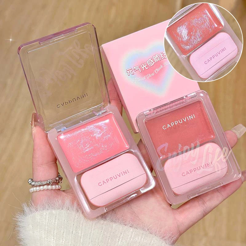 Cappuvini Dewy Water Glow Cream, paleta de rubor y resaltador en barra, multicolor, construcción, efecto aireado borroscante para cara