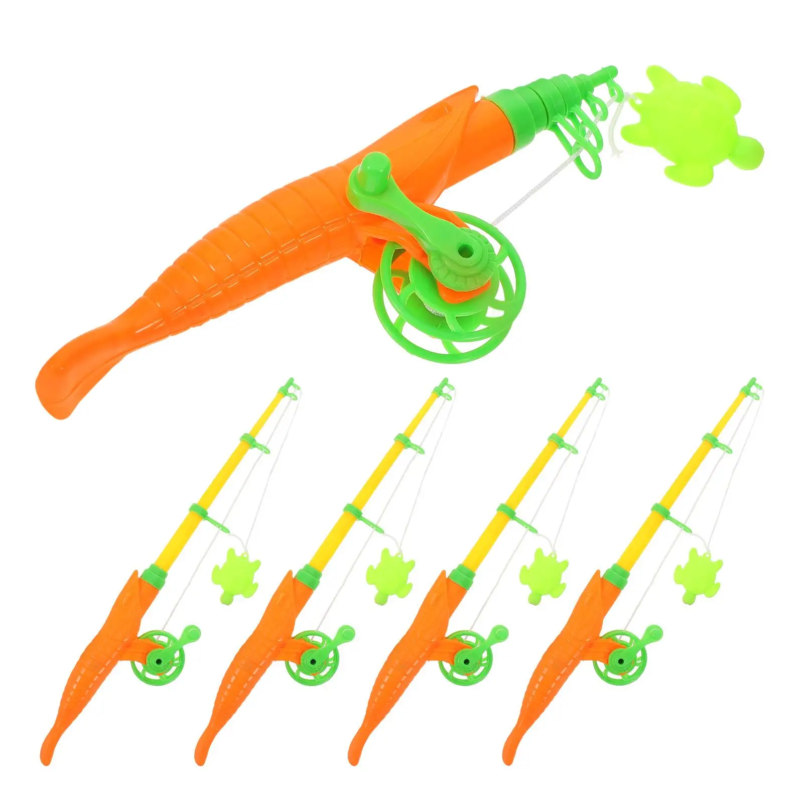 5 Pcs Fishing Rods Magnetic Fishing Game Reusable Magnetic Pole Plastic Light Portable Playthings Toys Games Tools