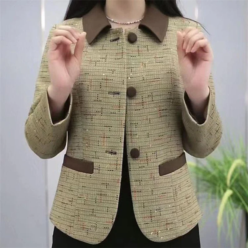 Damenbekleidung, einreihiger Jackenmantel, neuer Winter, langärmelig, Taschen-Oberbekleidung, kurzes Oberteil, Straße, elegant, 2025, weibliche Jacke