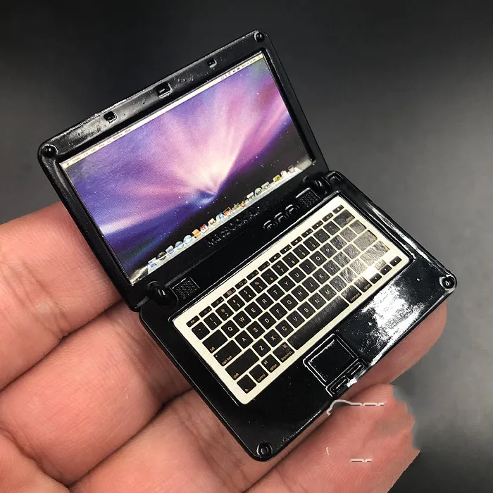 1/6 Schaal Mini Legering Metalen Wit En Zwart Notebook Computer Model Voor 12''figures Scène Accessoires Diy