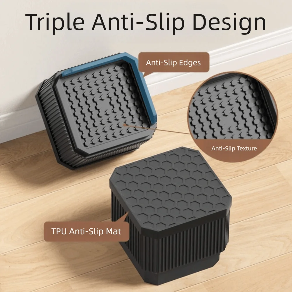 

Professional Heavy-Duty Furniture Foot Pad Square Round Bed Lifter Non-slip Adjustable Bed Lifts Risers Refrigerator