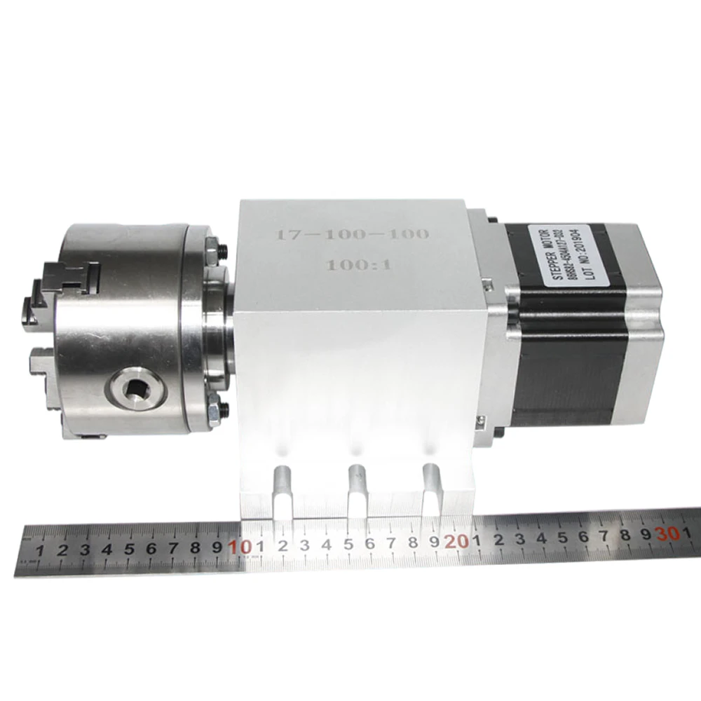 NEMA 34 Harmonic Drive Reducers CNC A Rotary Axis Chuck 100mm 3 4 Jaws Speed Reducing Ratio 100:1 for Wood CNC Router Machine