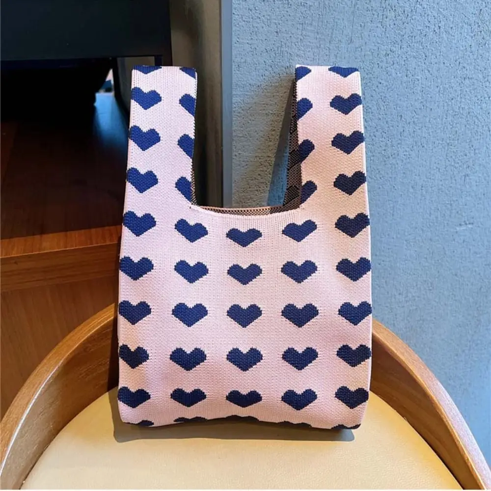 Borsa piccola di grande capacità borsa Tote portatile lavorata a maglia da donna che esce borsa portaoggetti portatile borsa a mano lavorata a