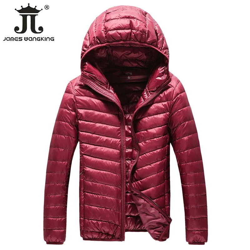 Spring and Autumn High-end Warm Men Feather Hooded Down Jacket Pure Color Boutique Mens Feather Down Coat Thin Light Jackets