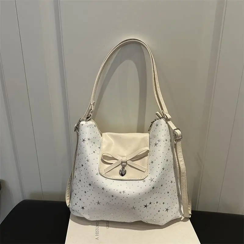 Korean Style Polka Dot Star Handbag Mobile Phone Storage Commuting Tote Bag Versatile Wrist Bag For Daily Use