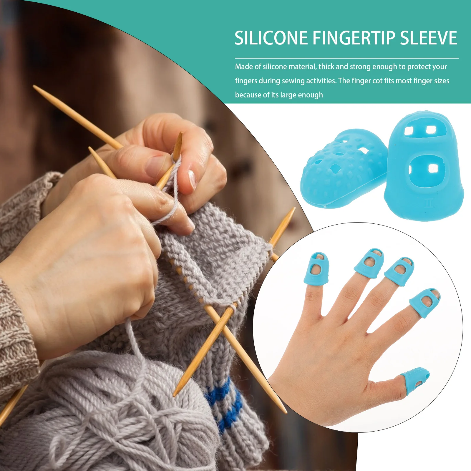 

10Pcs Universal Fit Silicone Finger Tips Anti-Puncture Sewing Finger Covers for Craft Embroidery Practice Kits